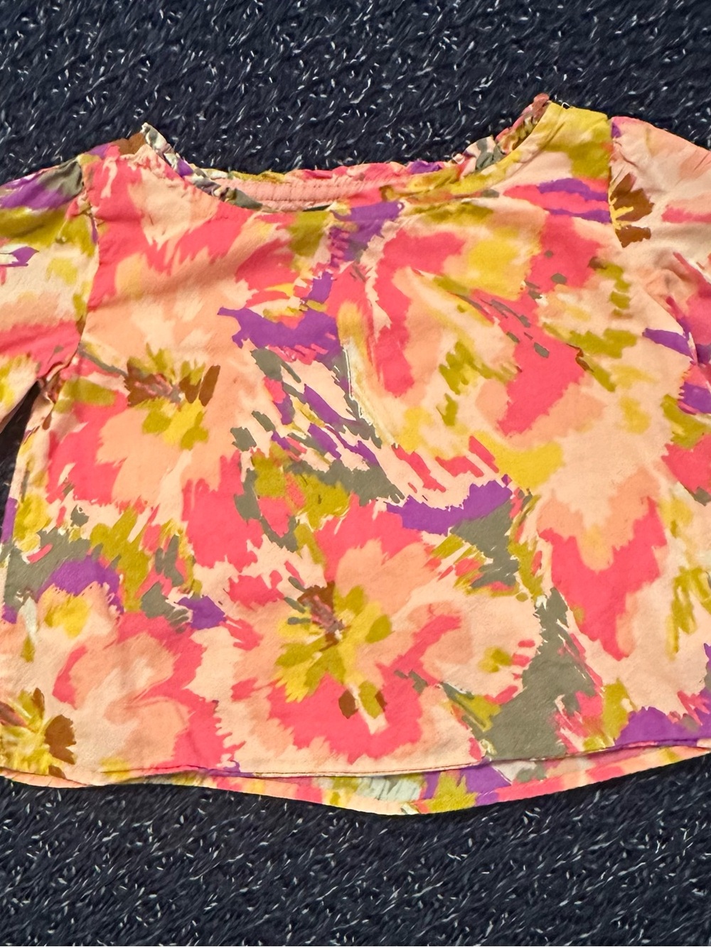 Baby Gap Floral Blouse Top Pink Watercolor Print 6-12M